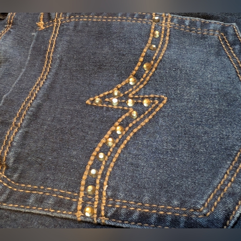 ROYALTY BY YMI STRETCH Boot cut JEANS Bling Pockets Sz 14 - Picture 5 of 9